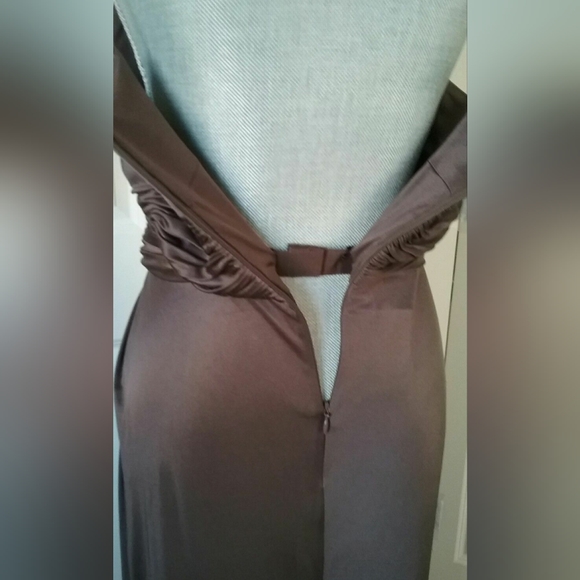 $3850 NEW W. TAG OSCAR DE LA RENTA SILK LONG BROWN RUNWAY GOWN US 10 - Picture 8 of 13